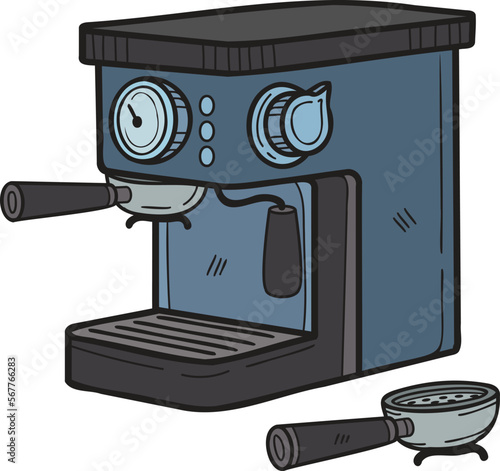 Hand Drawn Coffee machines for baristas illustration in doodle style