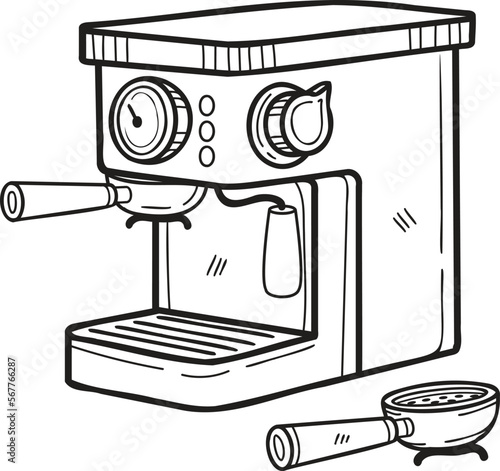 Hand Drawn Coffee machines for baristas illustration in doodle style