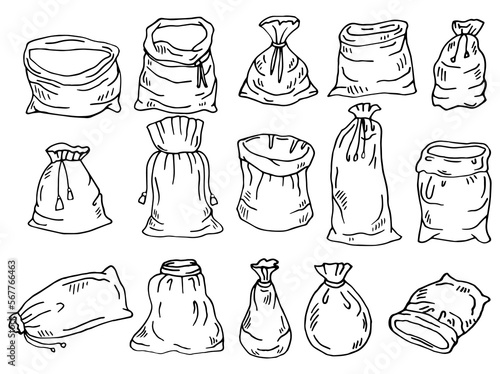 Canvas bag illustration. Large Set Bags