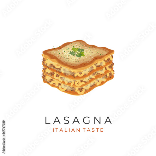 Lasagna with macaroni vector illustration Logo