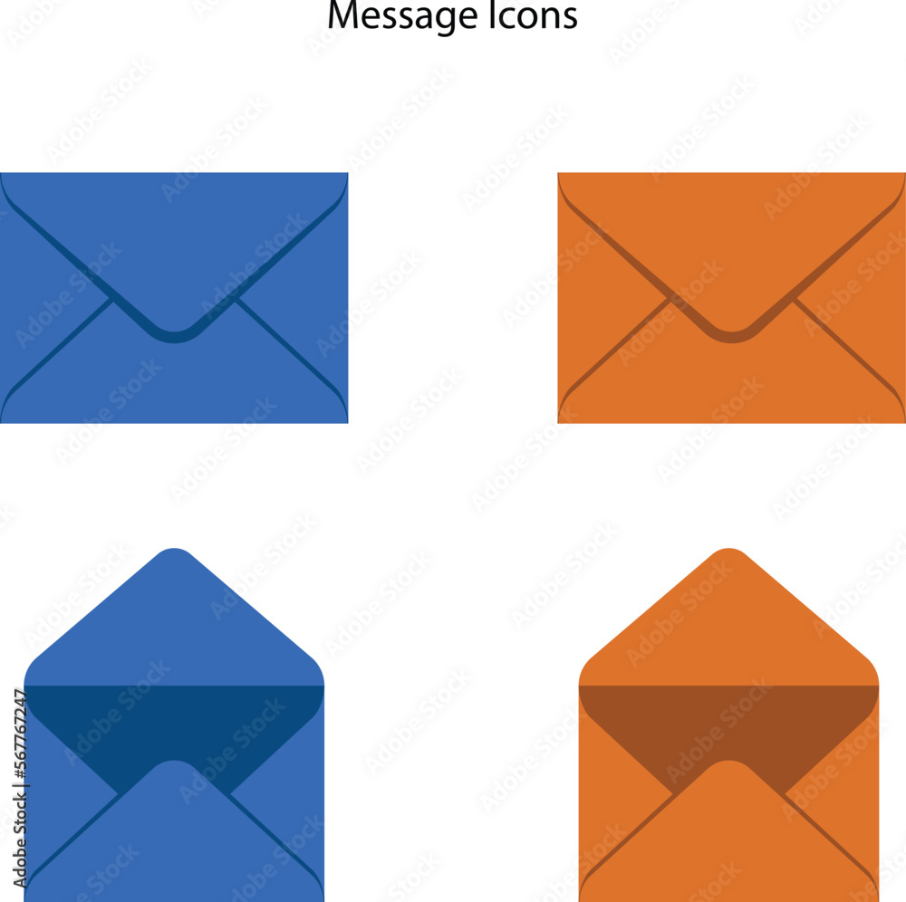 Email Envelope Icon. blue and orange Message envelope line icon isolated on white background Vector for apps and websites. Mail message signs set.