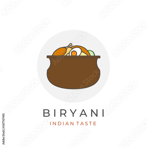 Biryani Rice Indian Food Vector Illustration Logo