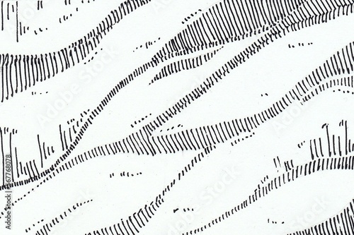 Abstract graphic drawing, black lines on a white background