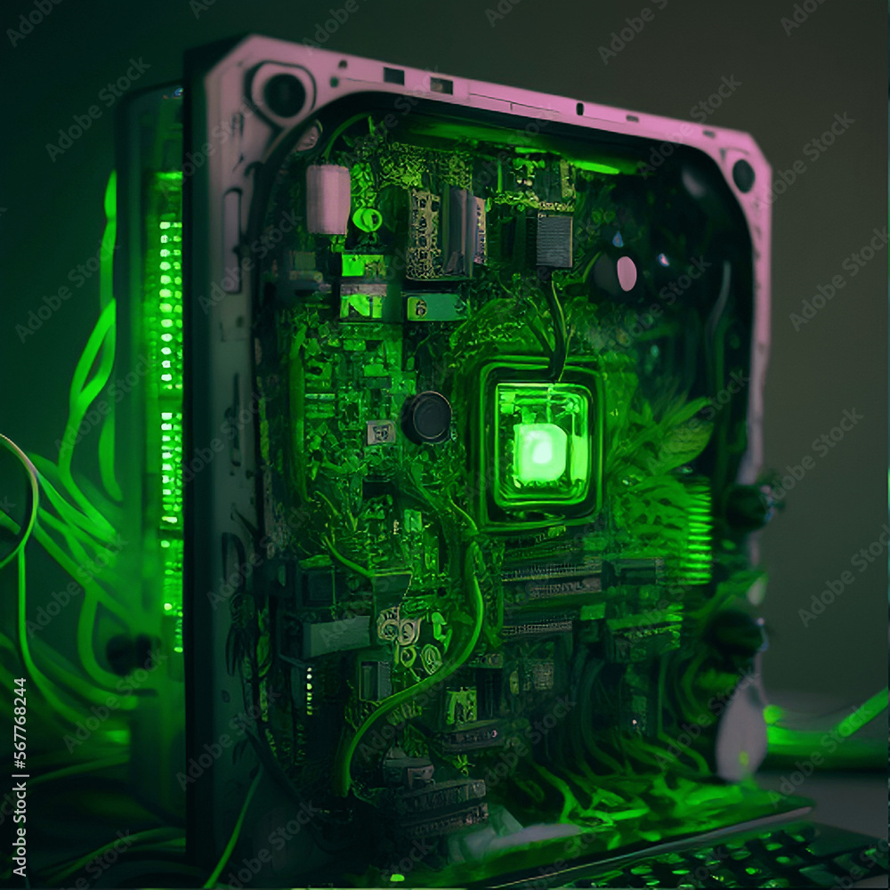 Fototapeta premium Green atmosphere computer.