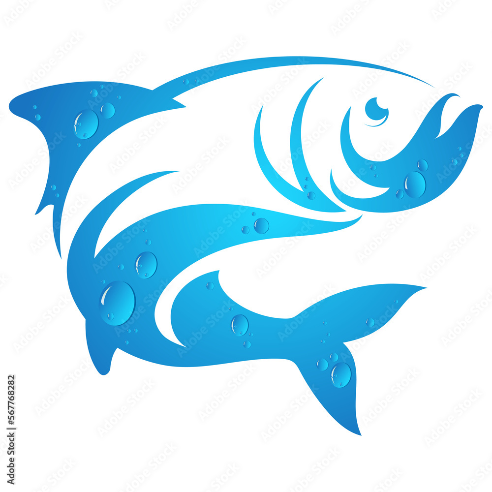 Fototapeta premium Fish silhouette with water drops