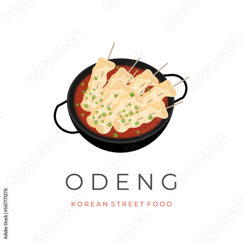 Spicy Odeng Eomuk Simple Vector Illustration Logo With Gochujang Sauce