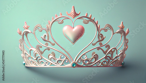 heart-shaped love tiara for your valentine day, made by generative ai photo