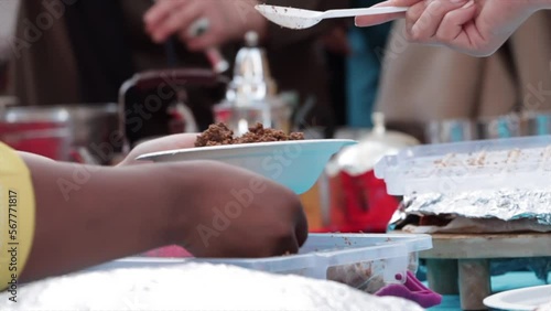 Free feeding for homeless in the Clot Park, Barcelona