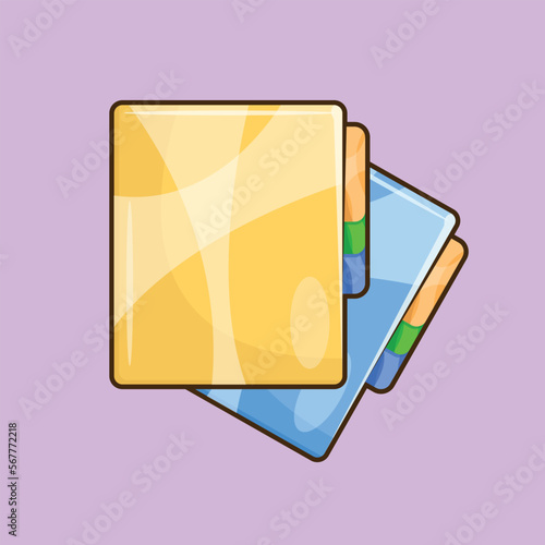 Colorful Document Folder Illustration Vector in Cartoon Style