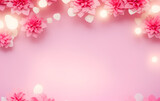 Pink flowers Background, cute 3d render, pastel color palette, 4k