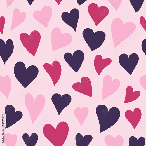 Hearts pattern  romantic print for Valentine s Day. Love texture  seamless pattern for Valentines day - simple romantic wallpaper with hand drawn hearts  for wrapping paper  for fabric  for textile.