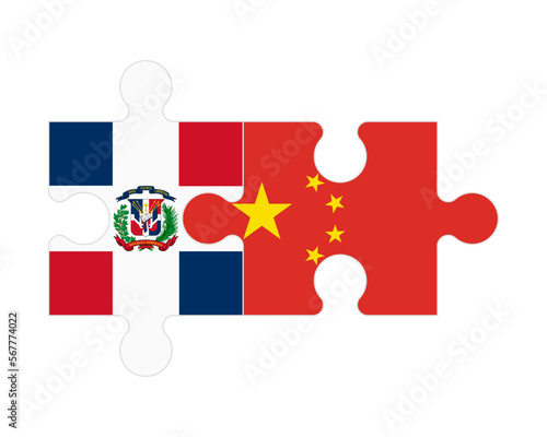 Puzzle of flags of Dominican Republic and China, vector