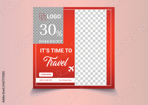 Travel agency banner social media post design template