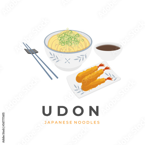 Original Udon Soup Vector Illustration Logo With Shrimp Tempura Added