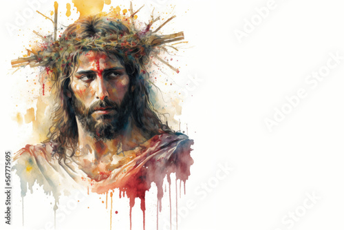Obraz na płótnie Jesus Banner White Background, Generative Ai