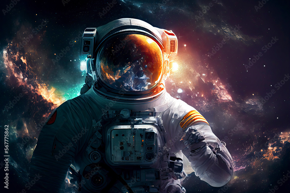 Astronaut In Space With Planets In Background Astronaut In Space With Planets In Background