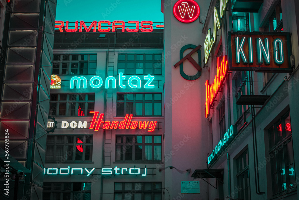 Neon street in Wroclaw - Wallpaper  - obrazy, fototapety, plakaty 