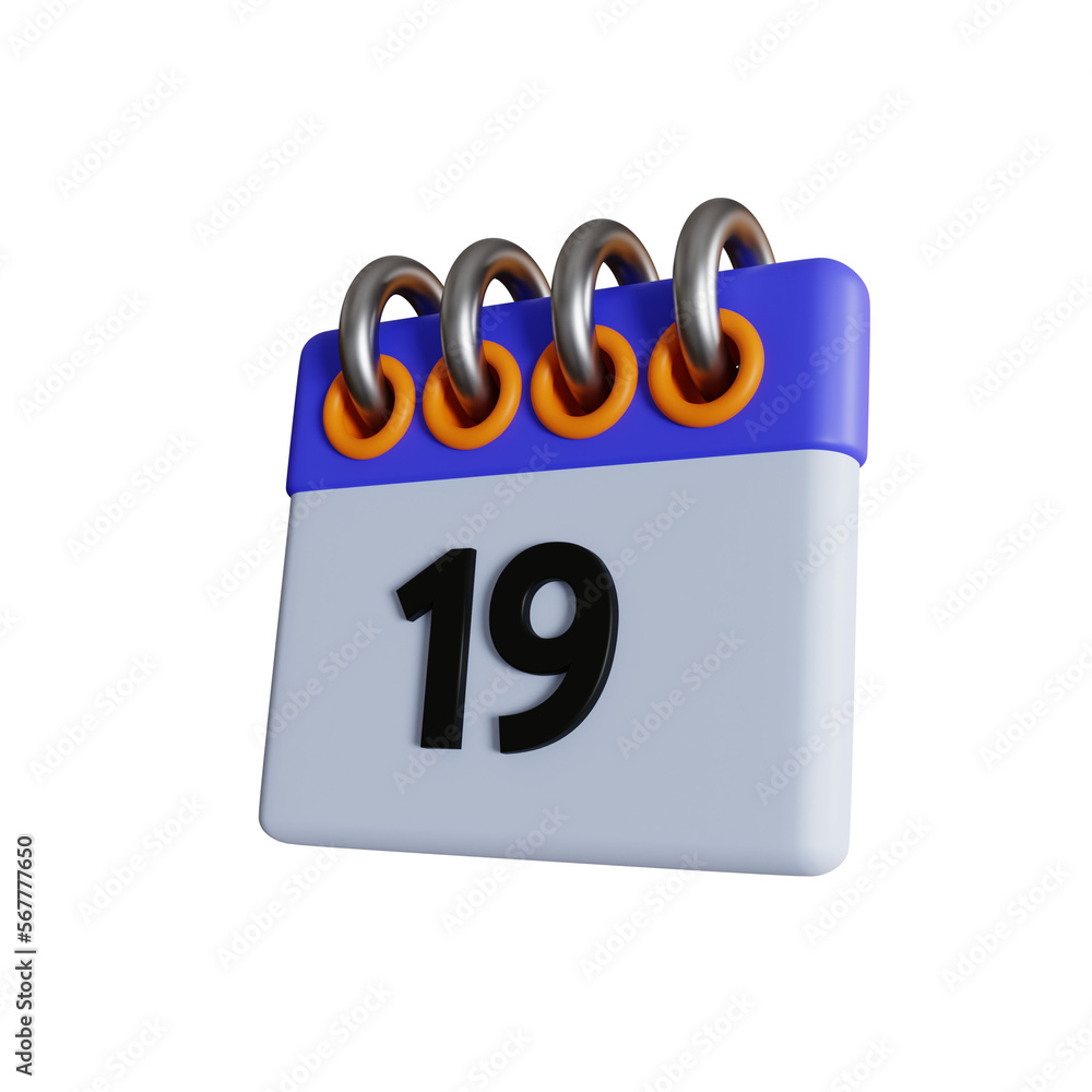 date 19 isometric calendar 3d illustration date 19 isometric calendar 3d illustration