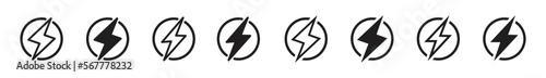 lightning bolt icon. flash lightning bolt symbol. Electric power. thunder bolt sign. Power energy sign with Transparent background.