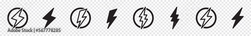 lightning bolt icon. flash lightning bolt symbol. Electric power. thunder bolt sign. Power energy sign with Transparent background. vector illustration