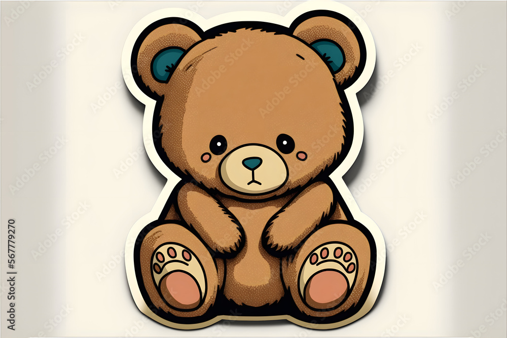 Fototapeta premium sad teddy bear sticker, generative ai