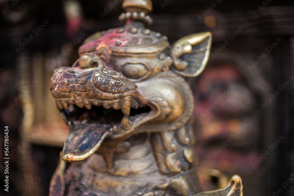 Hinduism lion god statue in Bhaktapur Durbar Square, Nepal Stock Photo Adobe Stock