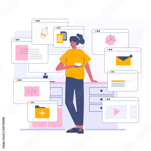 Check out online media and mailing web template, cartoon style Screen web template for mobile phone, landing page, template, UI, web, mobile app, poster, banner, flat Vector illustration