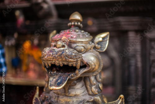 Hinduism lion god statue in Bhaktapur Durbar Square, Nepal