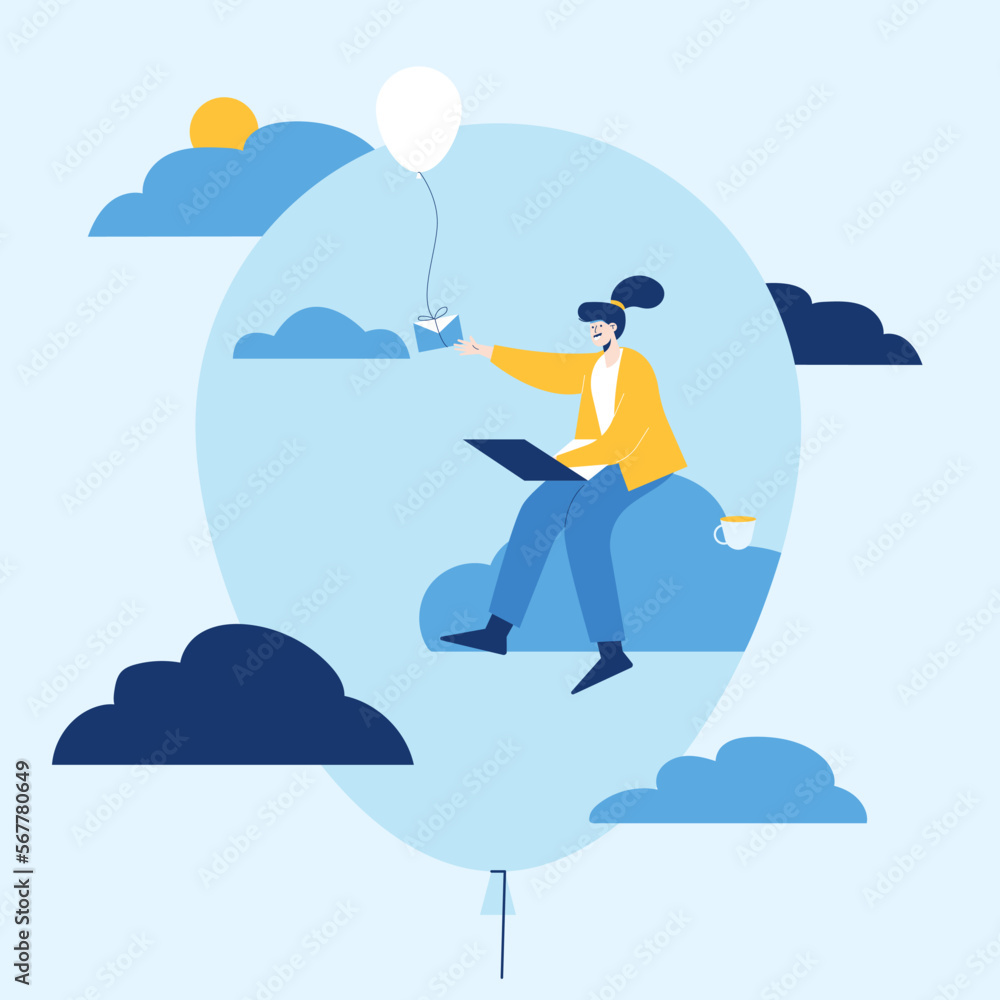 cloud employee working web template, cartoon style Screen web template for mobile phone, landing page, template, UI, web, mobile app, poster, banner, flat Vector illustration cloud employee working web template, cartoon style Screen web template for mobile phone, landing page, template, UI, web, mobile app, poster, banner, flat Vector illustration