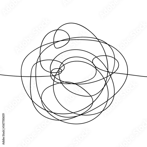 Random chaotic lines. Hand drawing insane tangled scribble clew. Vector EPS 10