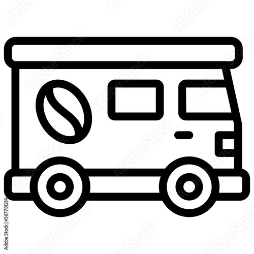 coffee truck ilustration with outline