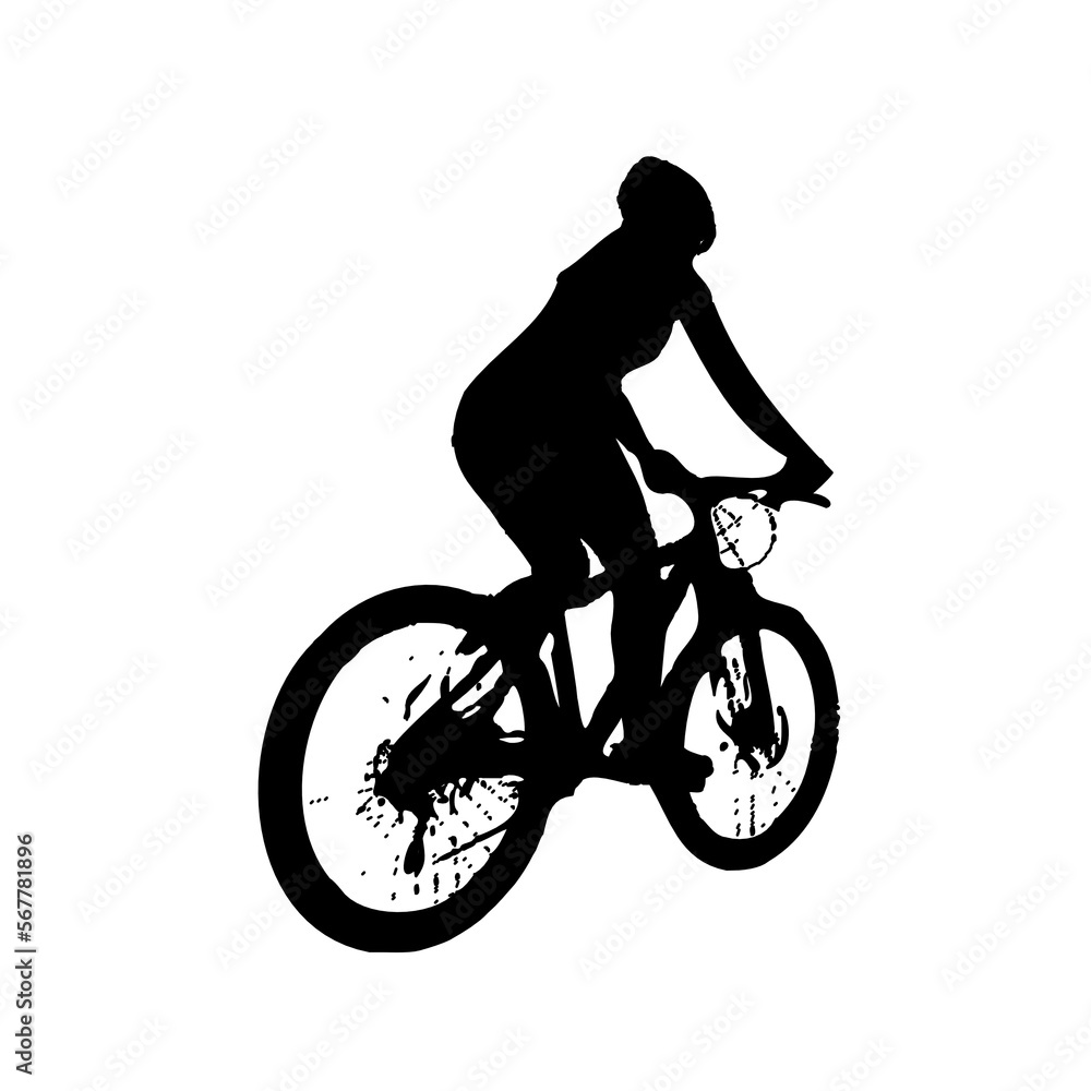 Obraz premium silhouette of person riding bicycle with transparent background