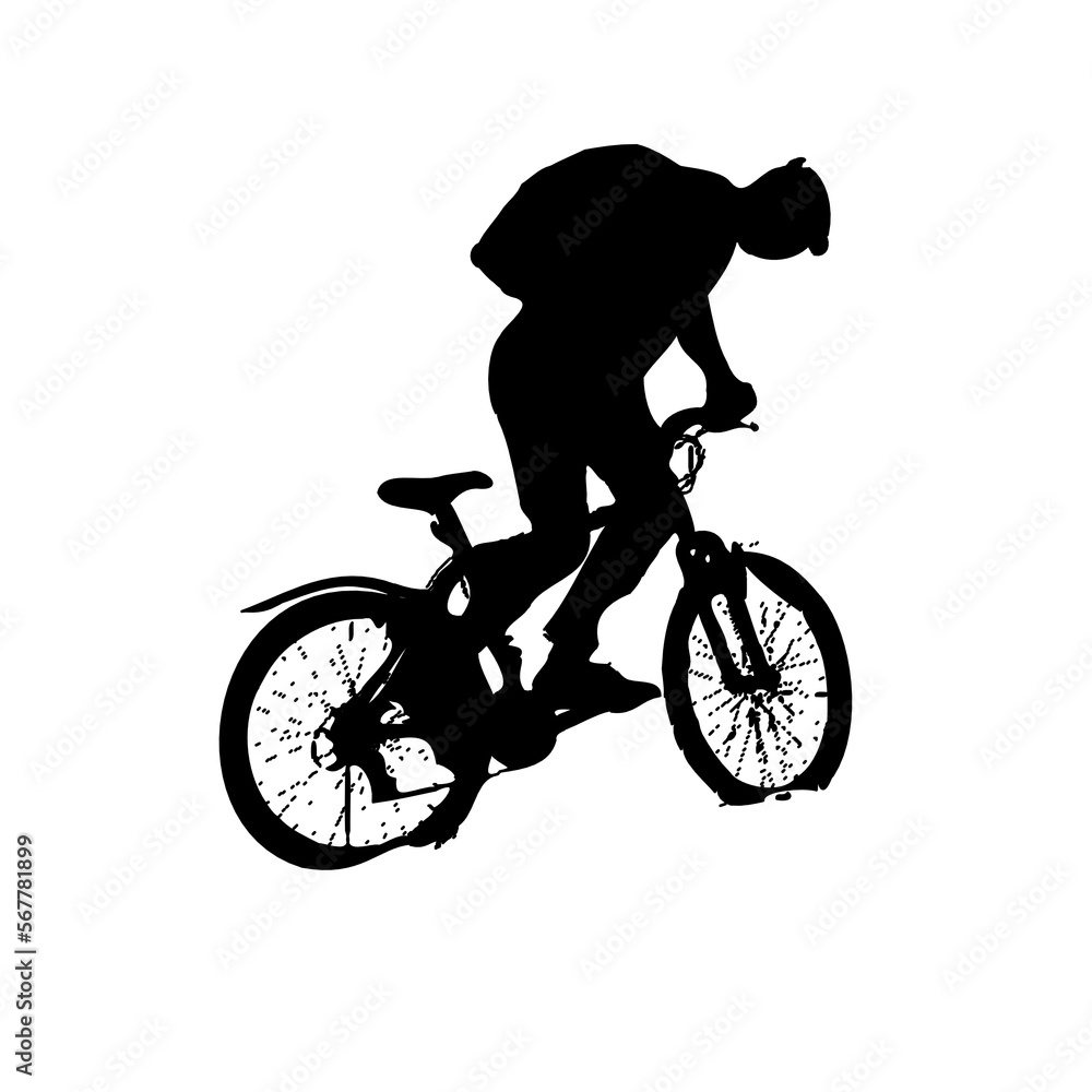 Fototapeta premium silhouette of person riding bicycle with transparent background