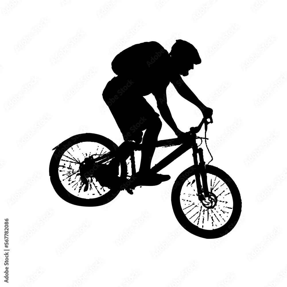 Fototapeta premium silhouette of person riding bicycle with transparent background