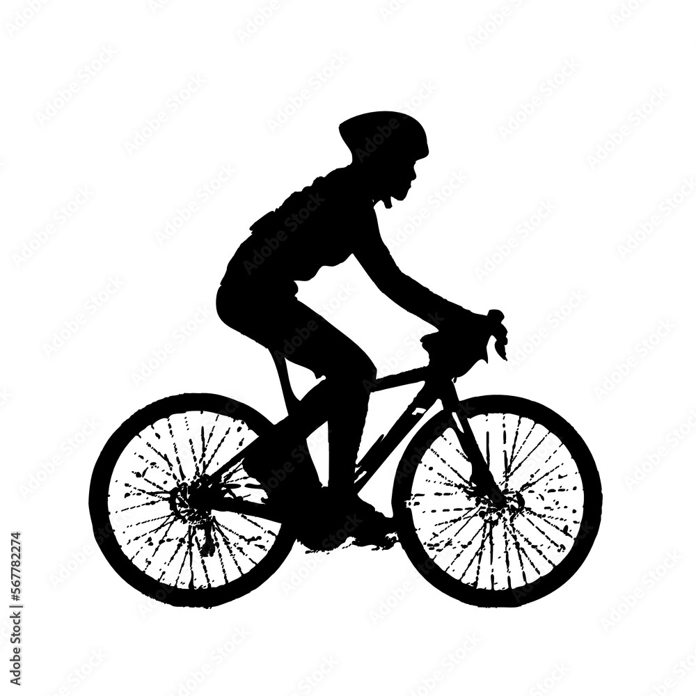 Naklejka premium silhouette of person riding bicycle with transparent background