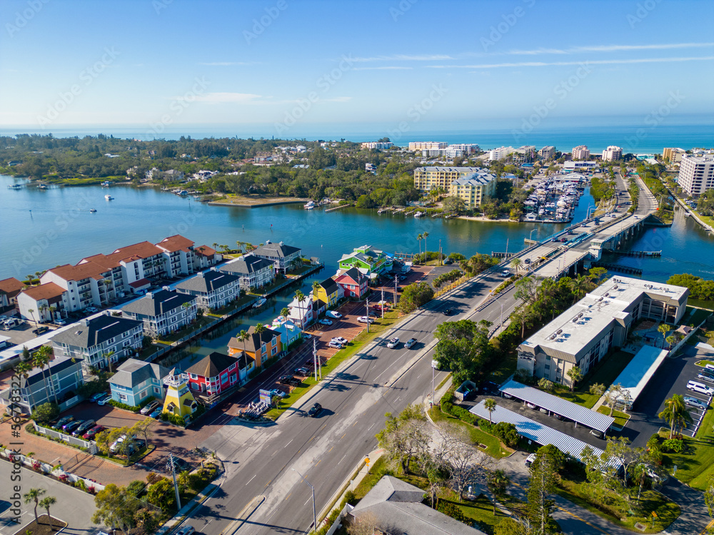 Aerial photo shopping plaza on Stickney Point Road Sarasota FL