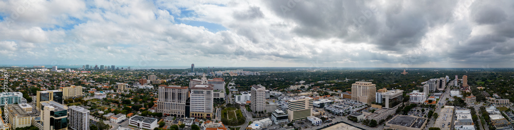 Aerial panorama Coral Gables Miami FL
