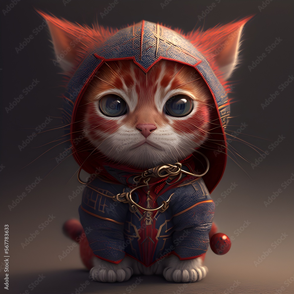 Obraz premium Little Cat Inspired by Spider Man Horizon generated by AI