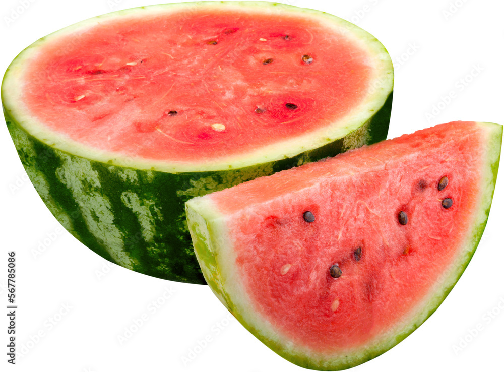 Half and Slice of Watermelon - Isolated Half and Slice of Watermelon - Isolated