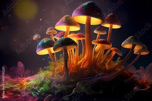Natural Psychedelics cultivation of medicinal magic mushrooms psilocybe cubensis photo