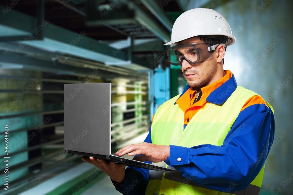 Young engineer worker check ventilation system Young engineer worker check ventilation system