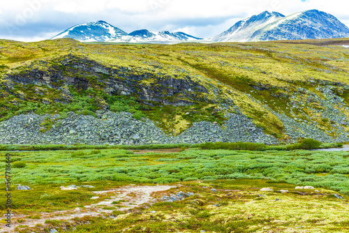 Beautiful mountain and landscape nature panorama Rondane National Park Norway.