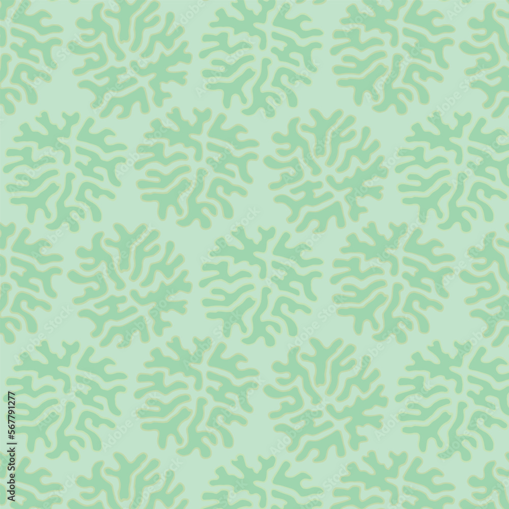 Green background with vegetal pattern . Decorative seamless pattern for wrapping paper, wallpaper, textile, greeting cards and invitations.
