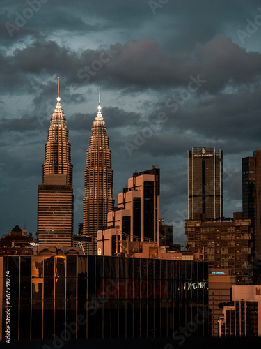 Kuala Lumpur City skyline in sunset.