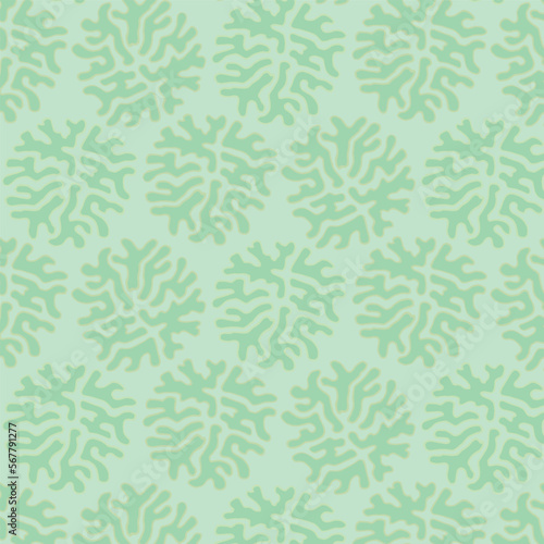 Green background with vegetal pattern . Decorative seamless pattern for wrapping paper, wallpaper, textile, greeting cards and invitations.