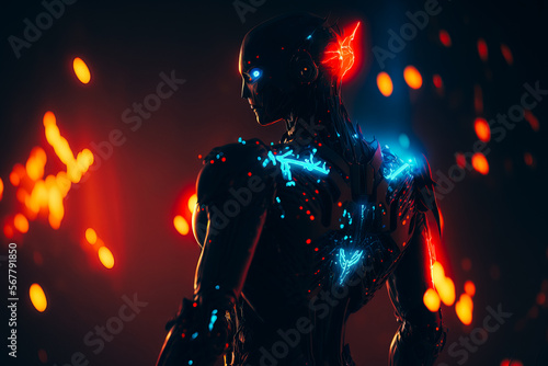 A humanoid figure with glowing LED lights 1