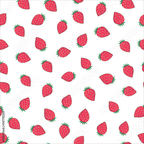 Red strawberry pattern. Decorative seamless pattern for wrapping paper, wallpaper, textile, greeting cards and invitations.