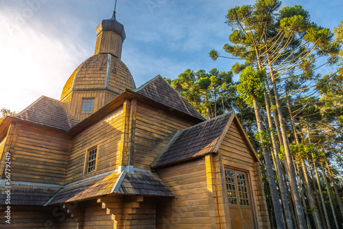 Obraz na płótnie Wooden orthodox ukrainian church in Curitiba, capital of Parana state, Brazil w salonie