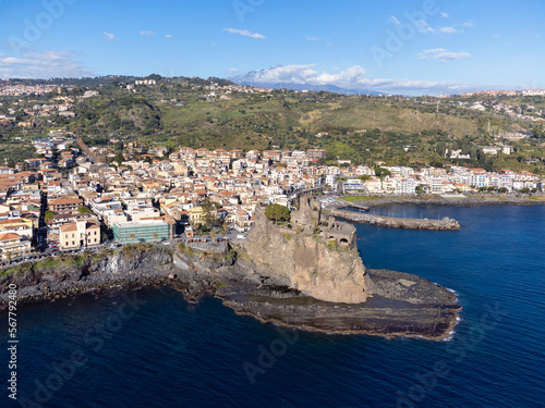Aerial view of the Norman Castle at Aci Castello, Catania, Sicily, Italy photo