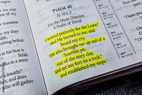Psalm chapter 40 verse 1-2 photo